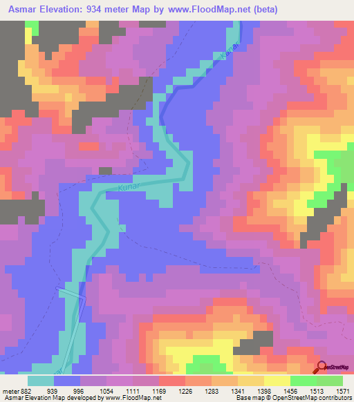 Asmar,Afghanistan Elevation Map