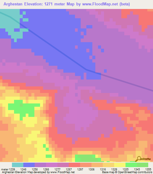 Arghestan,Afghanistan Elevation Map
