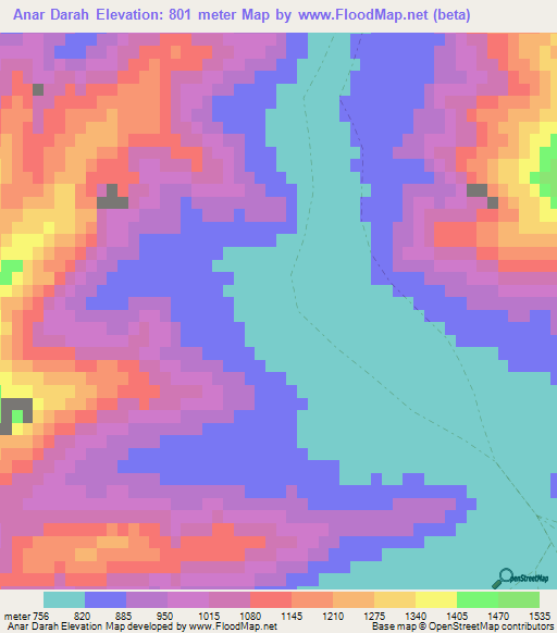 Anar Darah,Afghanistan Elevation Map