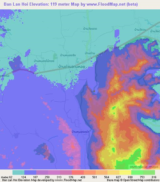 Ban Lan Hoi,Thailand Elevation Map