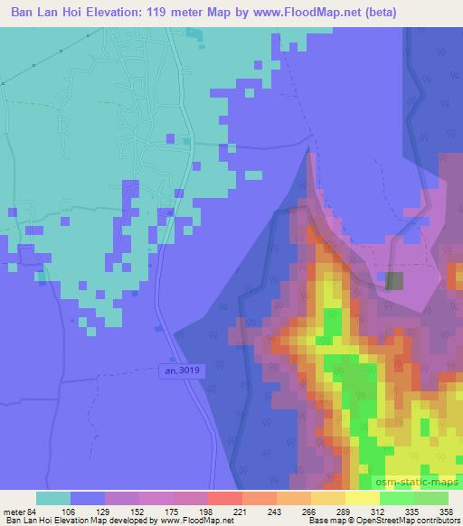 Ban Lan Hoi,Thailand Elevation Map