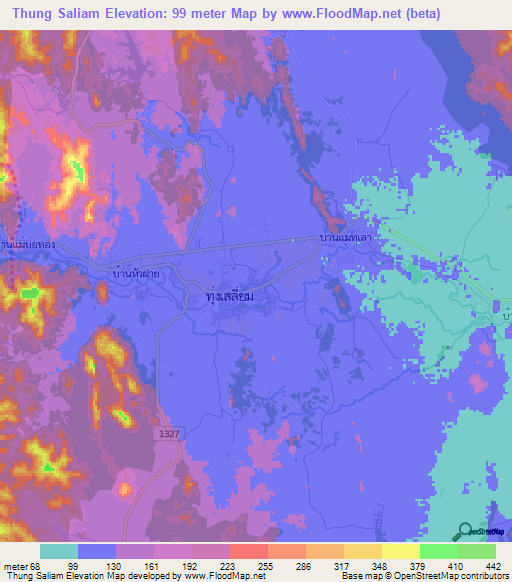 Thung Saliam,Thailand Elevation Map