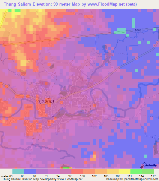 Thung Saliam,Thailand Elevation Map