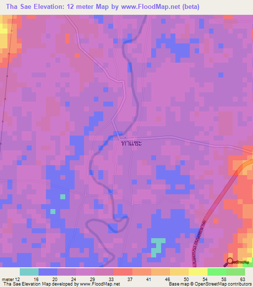 Tha Sae,Thailand Elevation Map