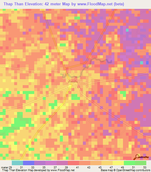 Thap Than,Thailand Elevation Map