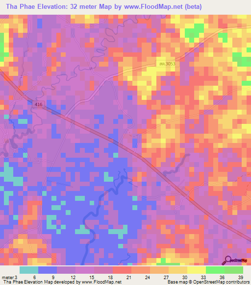 Tha Phae,Thailand Elevation Map