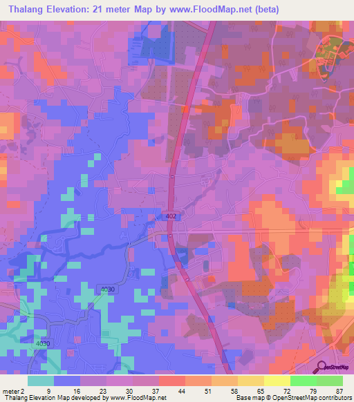 Thalang,Thailand Elevation Map