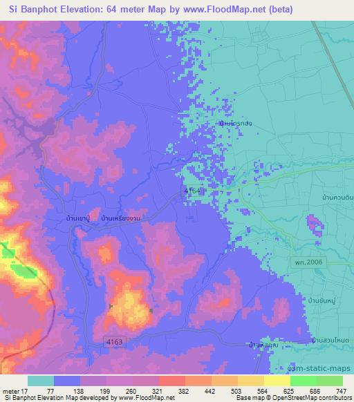 Si Banphot,Thailand Elevation Map