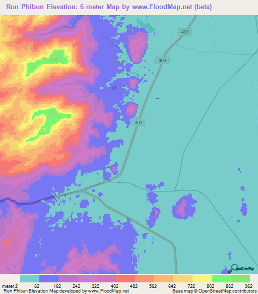 Ron Phibun,Thailand Elevation Map