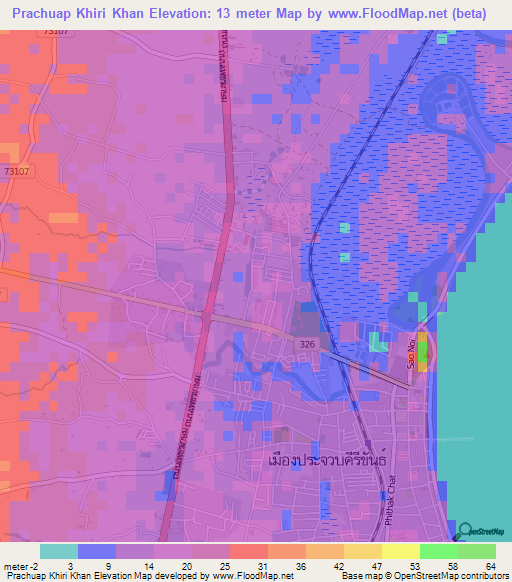 Prachuap Khiri Khan,Thailand Elevation Map