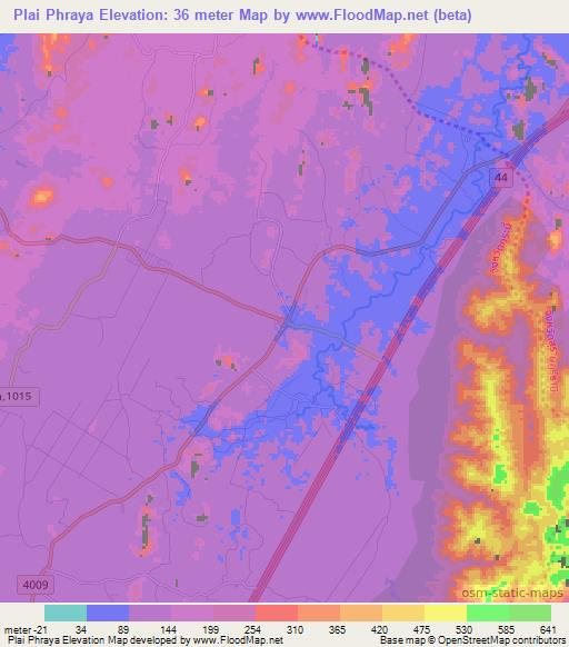 Plai Phraya,Thailand Elevation Map