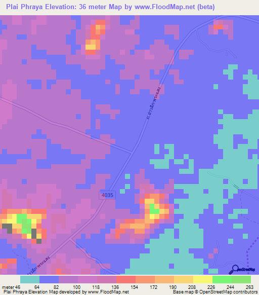 Plai Phraya,Thailand Elevation Map