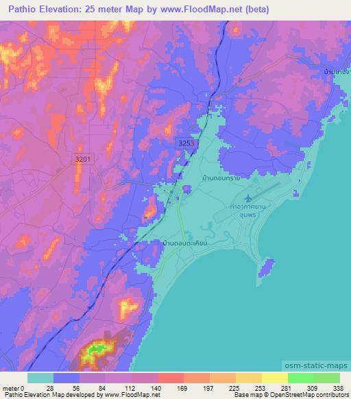 Pathio,Thailand Elevation Map