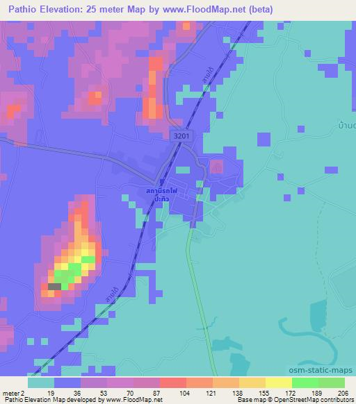 Pathio,Thailand Elevation Map