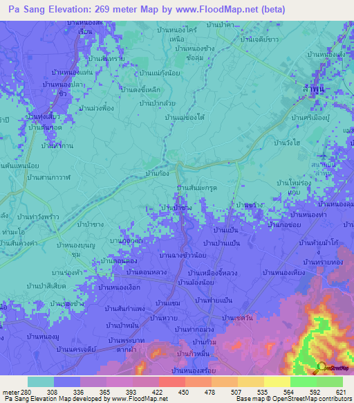 Pa Sang,Thailand Elevation Map