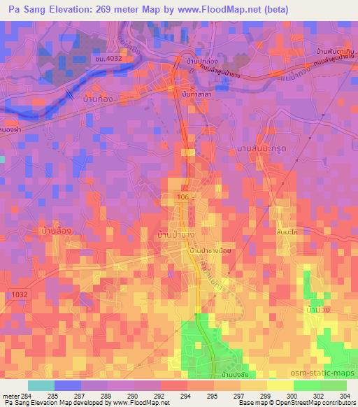 Pa Sang,Thailand Elevation Map