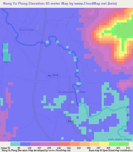 Nong Ya Plong,Thailand Elevation Map
