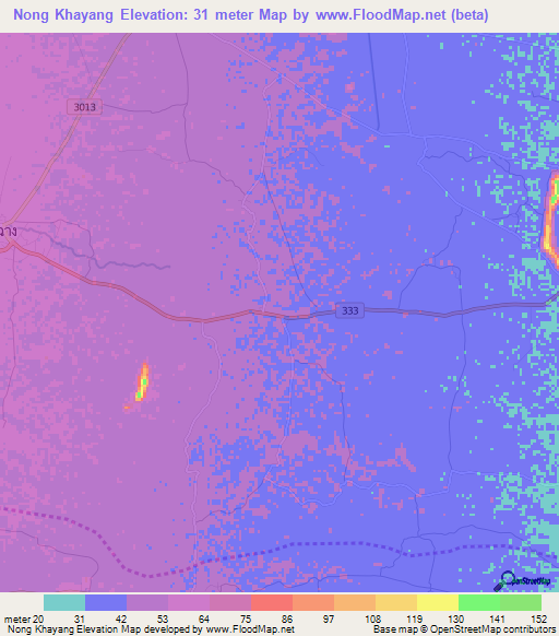 Nong Khayang,Thailand Elevation Map