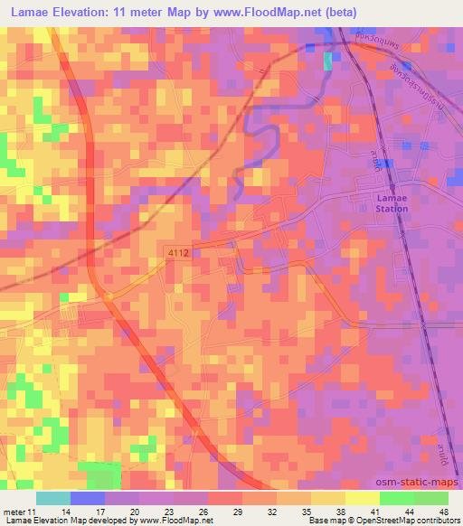 Lamae,Thailand Elevation Map