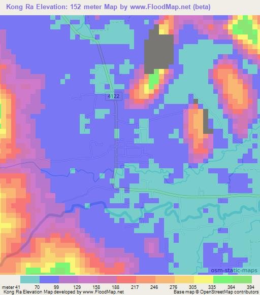 Kong Ra,Thailand Elevation Map