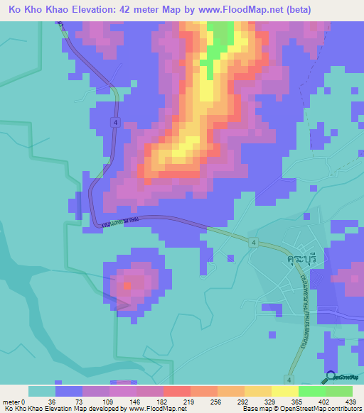 Ko Kho Khao,Thailand Elevation Map