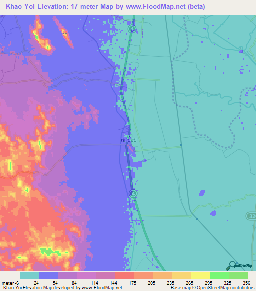 Khao Yoi,Thailand Elevation Map