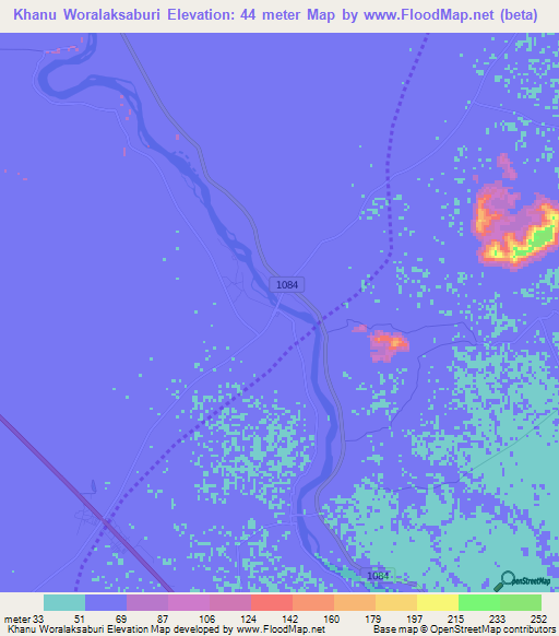 Khanu Woralaksaburi,Thailand Elevation Map