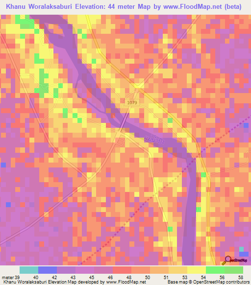 Khanu Woralaksaburi,Thailand Elevation Map