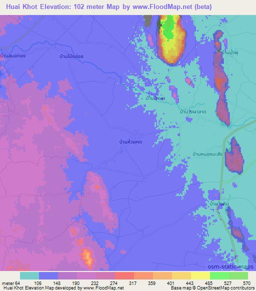 Huai Khot,Thailand Elevation Map