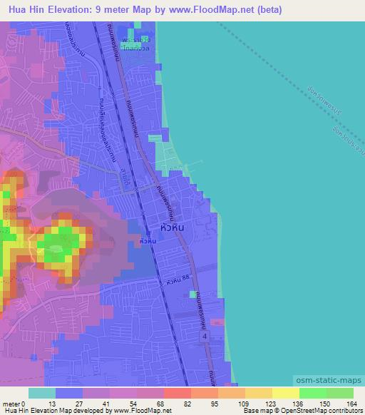 Hua Hin,Thailand Elevation Map