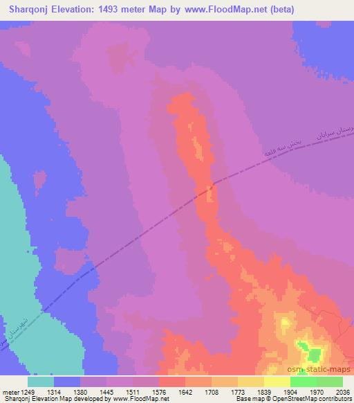 Sharqonj,Iran Elevation Map