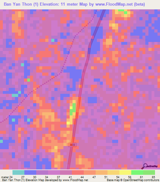 Ban Yan Thon (1),Thailand Elevation Map