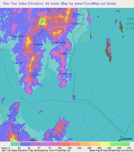 Ban Yan Saba,Thailand Elevation Map