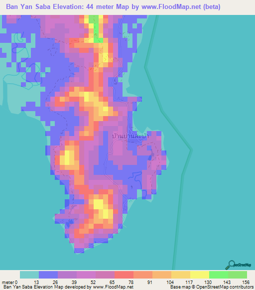 Ban Yan Saba,Thailand Elevation Map