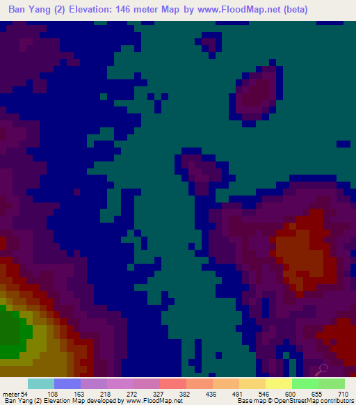 Ban Yang (2),Thailand Elevation Map