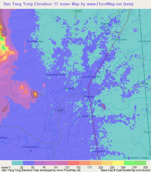 Ban Yang Yong,Thailand Elevation Map