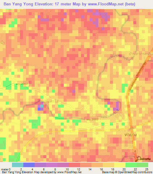 Ban Yang Yong,Thailand Elevation Map