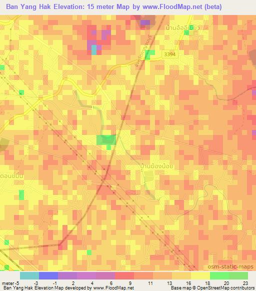 Ban Yang Hak,Thailand Elevation Map