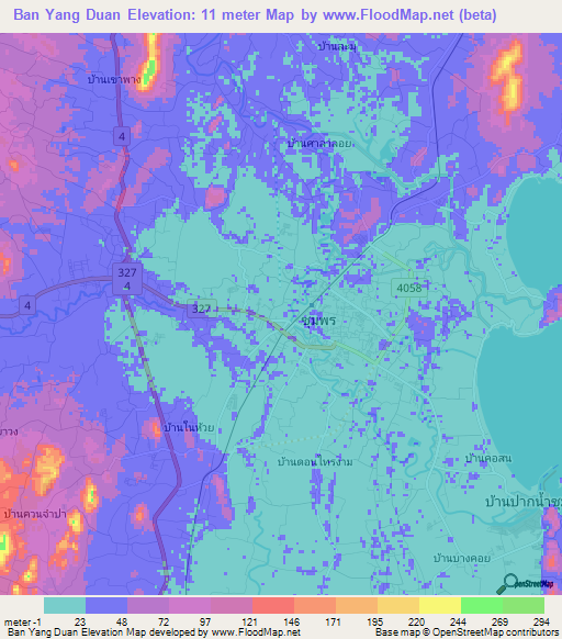 Ban Yang Duan,Thailand Elevation Map