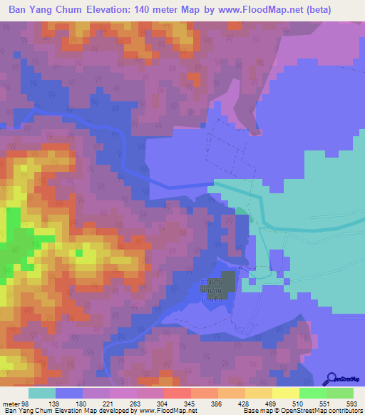 Ban Yang Chum,Thailand Elevation Map
