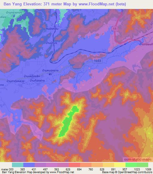 Ban Yang,Thailand Elevation Map
