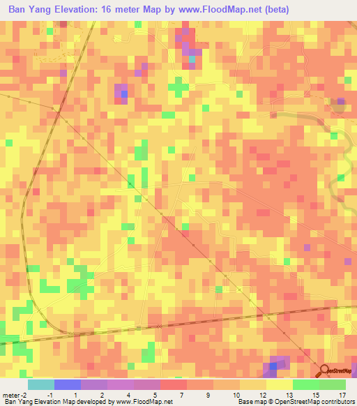 Ban Yang,Thailand Elevation Map