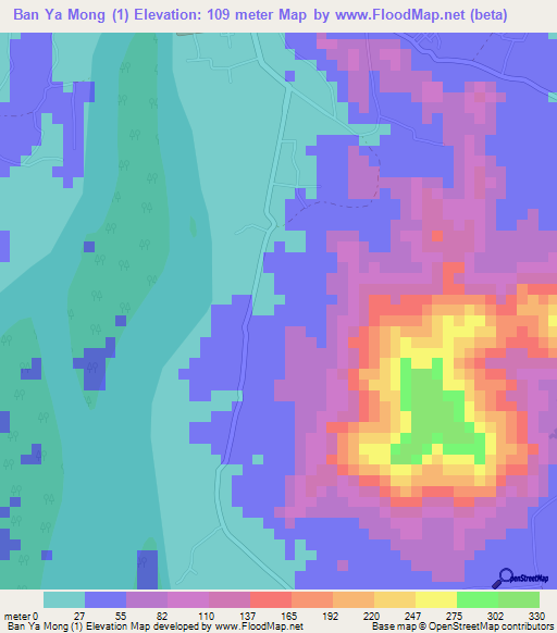 Ban Ya Mong (1),Thailand Elevation Map