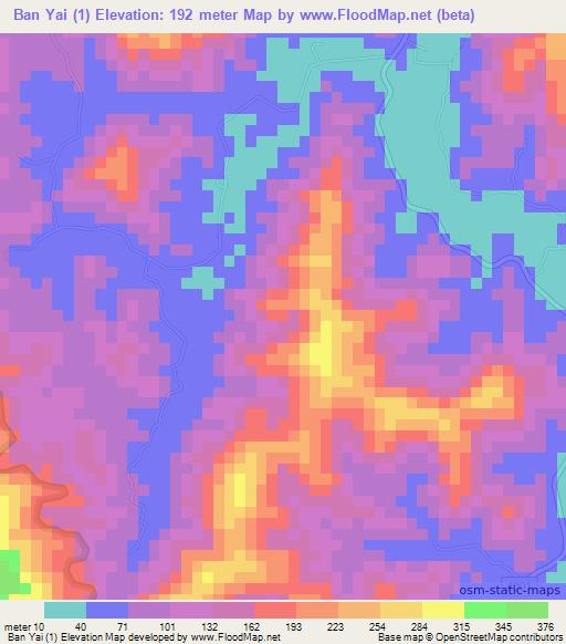 Ban Yai (1),Thailand Elevation Map