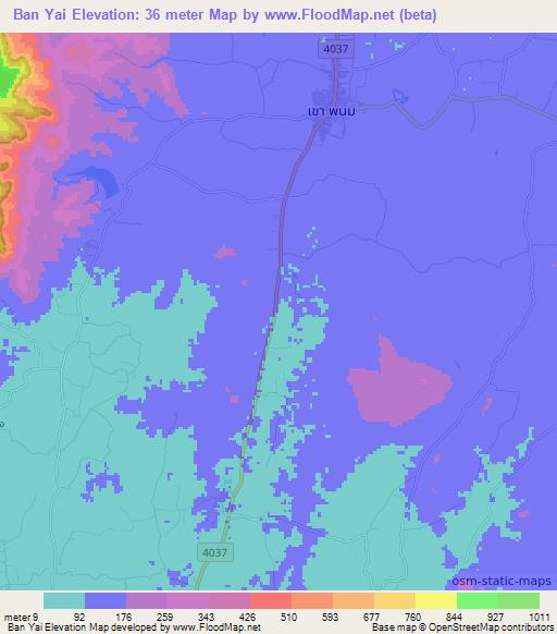 Ban Yai,Thailand Elevation Map