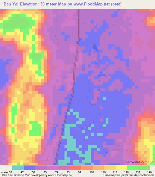 Ban Yai,Thailand Elevation Map