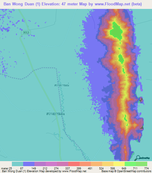 Ban Wong Duan (1),Thailand Elevation Map