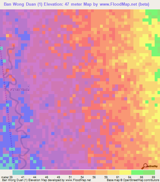 Ban Wong Duan (1),Thailand Elevation Map