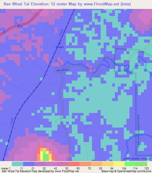 Ban Wisai Tai,Thailand Elevation Map