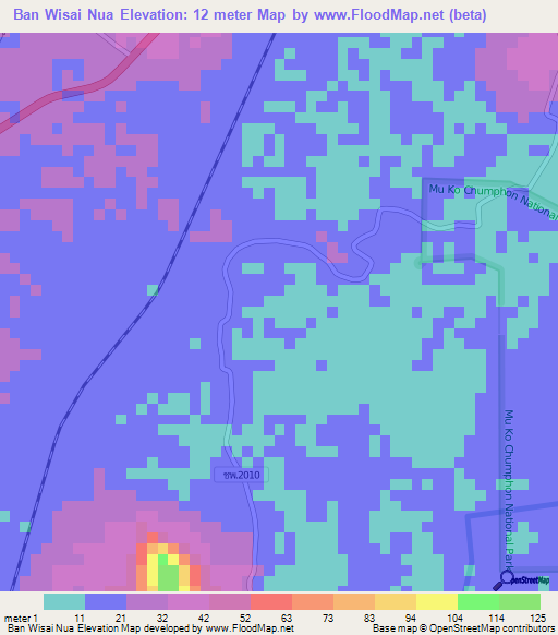 Ban Wisai Nua,Thailand Elevation Map